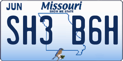 MO license plate SH3B6H