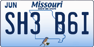 MO license plate SH3B6I