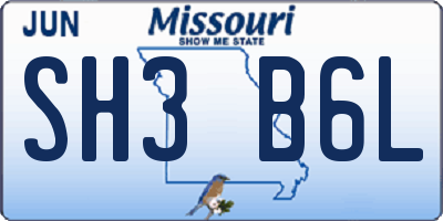 MO license plate SH3B6L