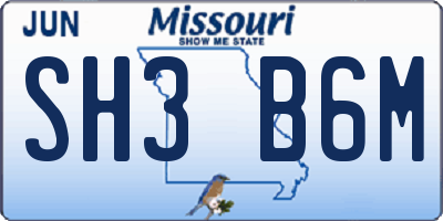 MO license plate SH3B6M