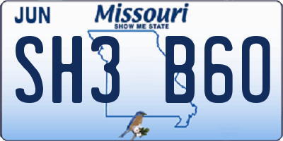 MO license plate SH3B6O