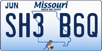 MO license plate SH3B6Q