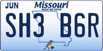 MO license plate SH3B6R