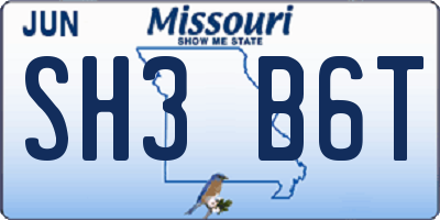 MO license plate SH3B6T