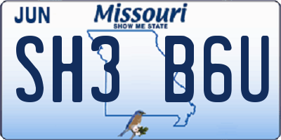 MO license plate SH3B6U
