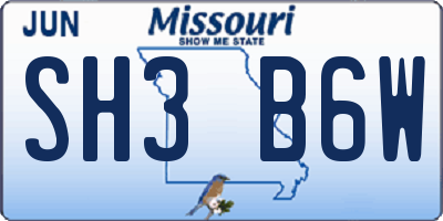 MO license plate SH3B6W