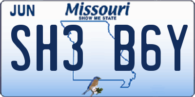 MO license plate SH3B6Y