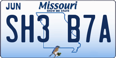 MO license plate SH3B7A