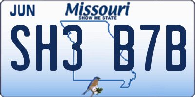 MO license plate SH3B7B