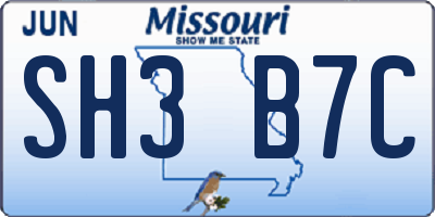 MO license plate SH3B7C