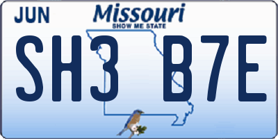 MO license plate SH3B7E