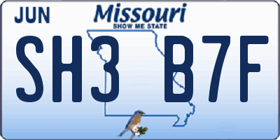MO license plate SH3B7F
