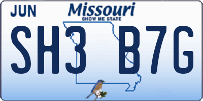 MO license plate SH3B7G