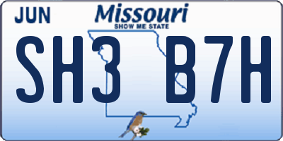 MO license plate SH3B7H