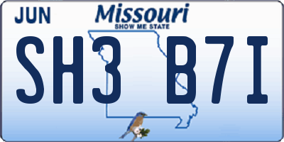 MO license plate SH3B7I