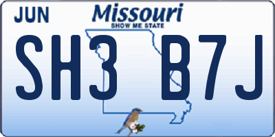 MO license plate SH3B7J