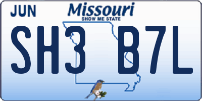 MO license plate SH3B7L