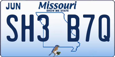 MO license plate SH3B7Q