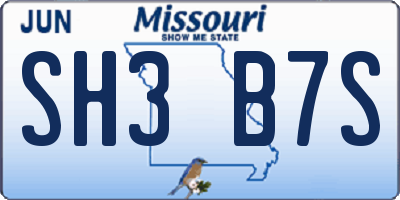 MO license plate SH3B7S