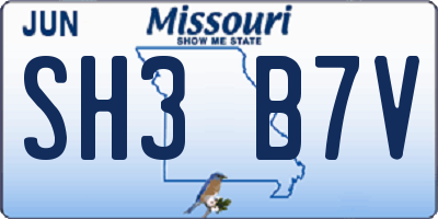MO license plate SH3B7V