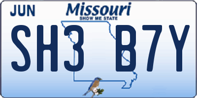 MO license plate SH3B7Y