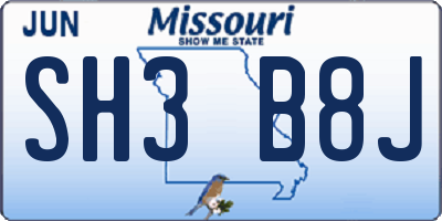 MO license plate SH3B8J