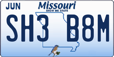 MO license plate SH3B8M