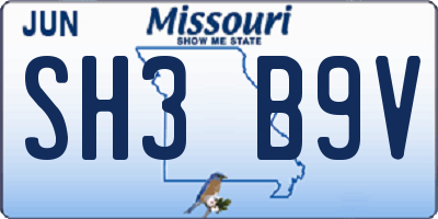 MO license plate SH3B9V