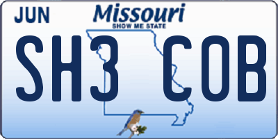 MO license plate SH3C0B
