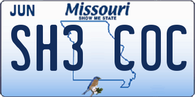 MO license plate SH3C0C