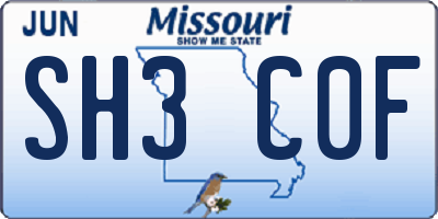 MO license plate SH3C0F