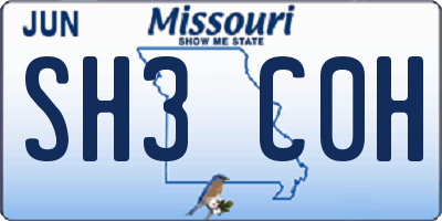 MO license plate SH3C0H