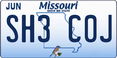 MO license plate SH3C0J