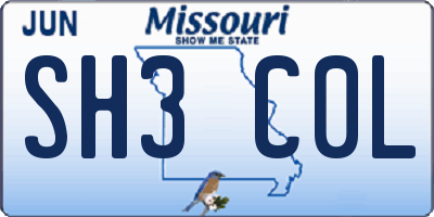 MO license plate SH3C0L