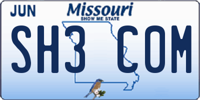 MO license plate SH3C0M