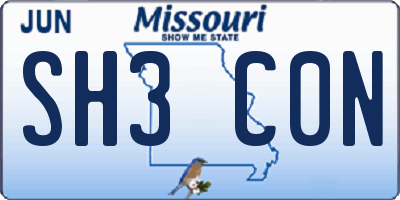 MO license plate SH3C0N