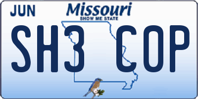 MO license plate SH3C0P