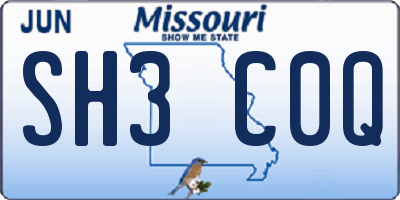 MO license plate SH3C0Q