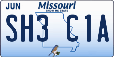 MO license plate SH3C1A