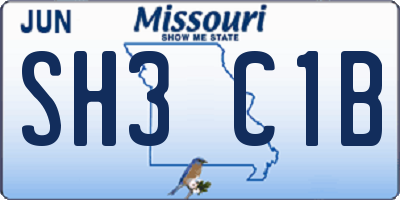 MO license plate SH3C1B