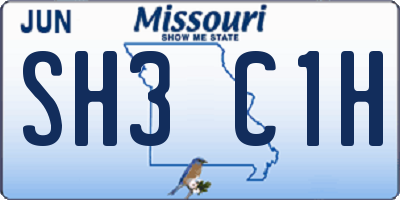 MO license plate SH3C1H