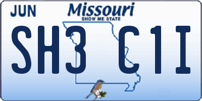 MO license plate SH3C1I