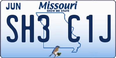 MO license plate SH3C1J
