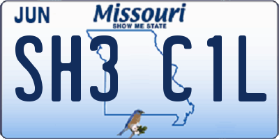 MO license plate SH3C1L