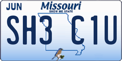 MO license plate SH3C1U