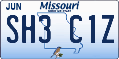 MO license plate SH3C1Z