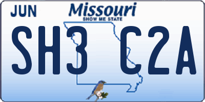 MO license plate SH3C2A