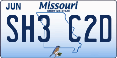 MO license plate SH3C2D