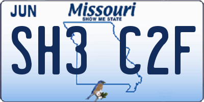 MO license plate SH3C2F