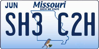 MO license plate SH3C2H